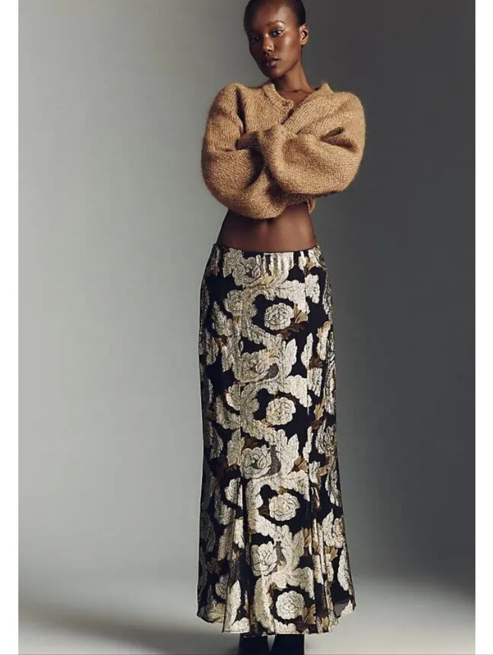 NWT FARM RIO JACQUARD LUREX SLIP MAXI SKIRT
